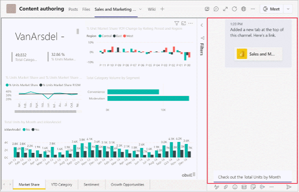 Screenshot of a Power BI report in Teams