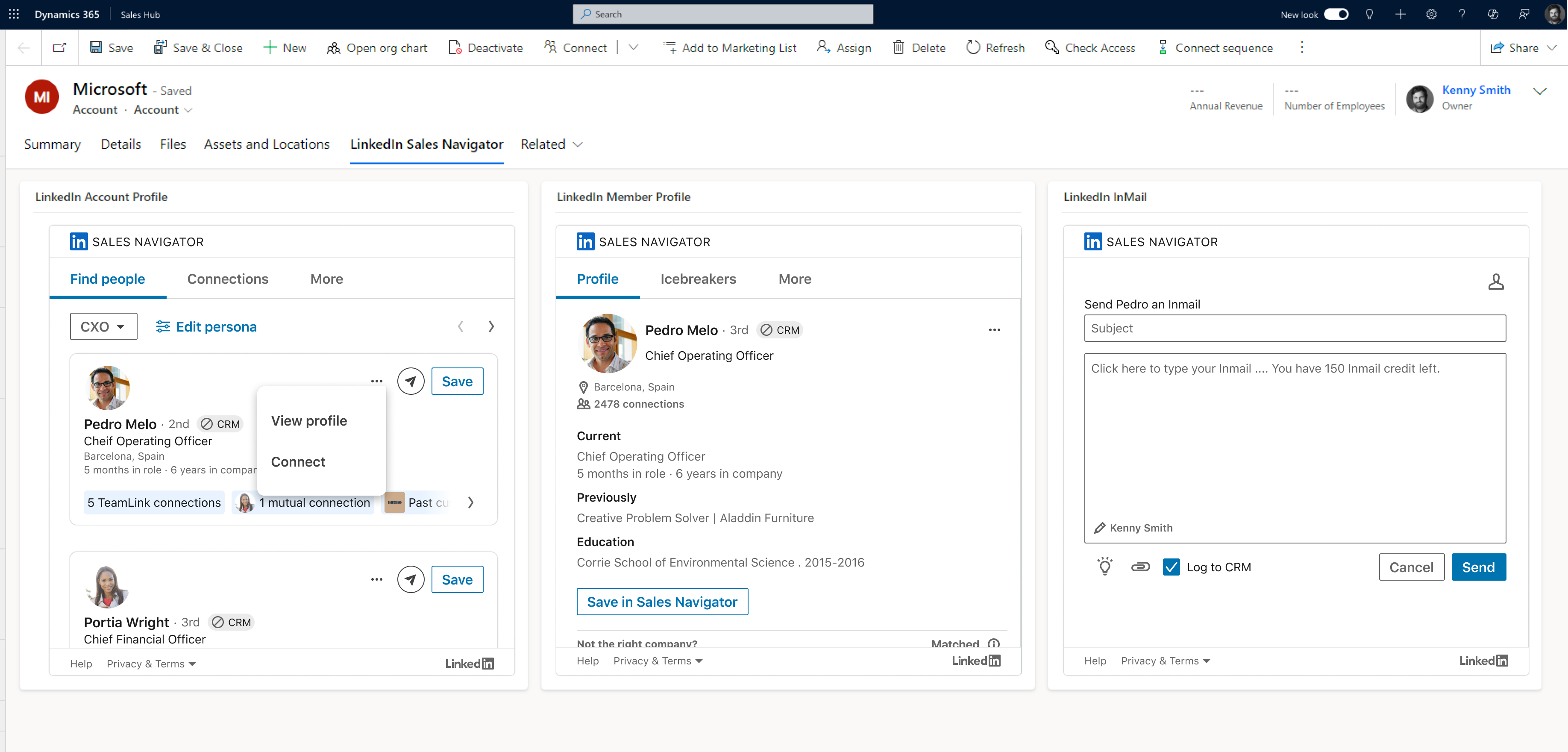 Image showing LinkedIn Navigator integrated with D365 Sales