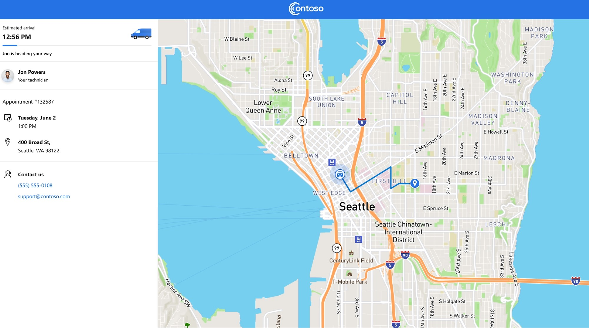 View of an engineer's route to a job