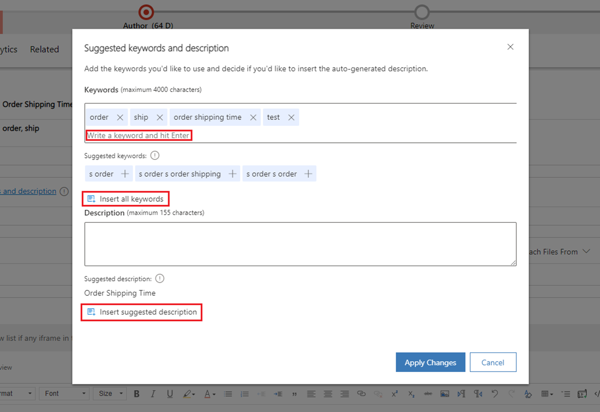 View showing how to create and manage knowledge articles in D365 Customer Service