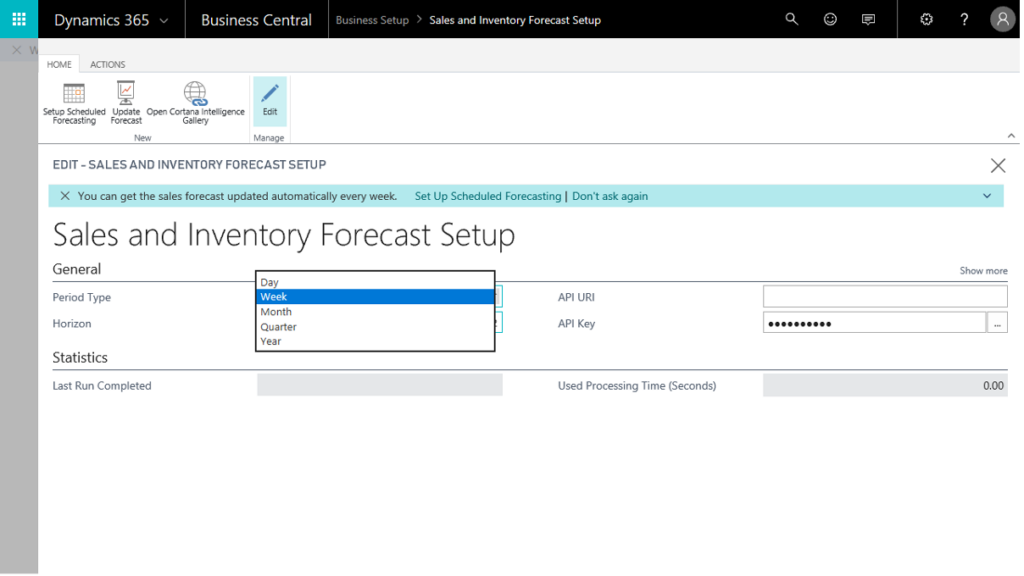 Dynamics Sales forecast screenshot